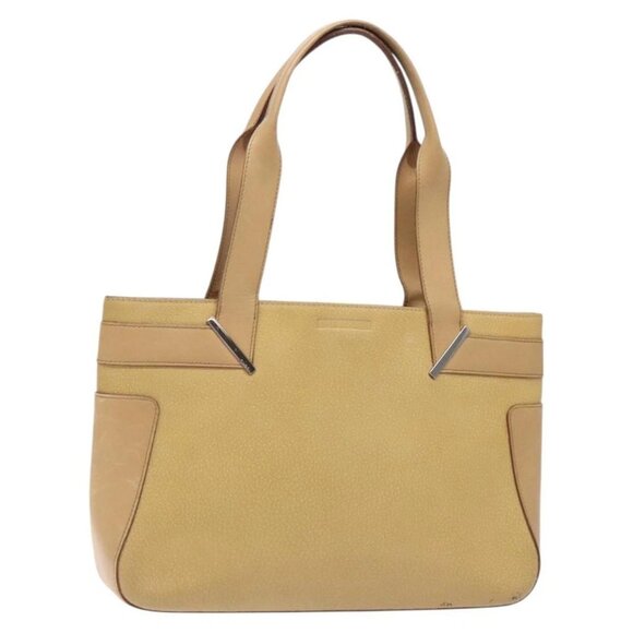 GUCCI Tote Bag Leather Beige Silver 002 1135 Auth - Picture 1 of 15